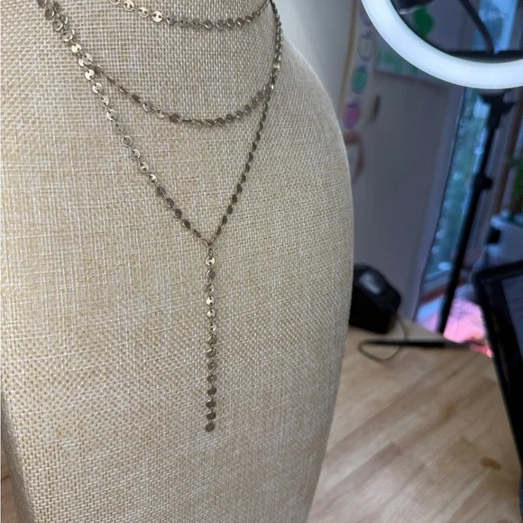 J. Crew Gold Necklace Layered Y-Shape Design - Picture 3 of 7